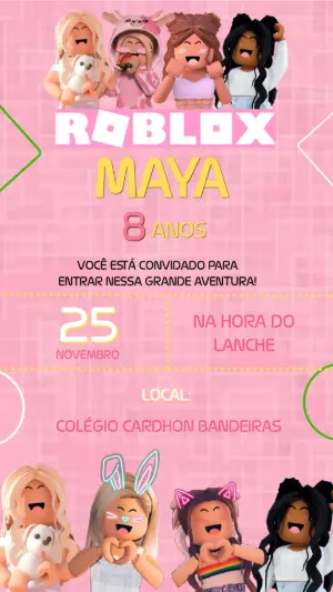 Convite Aniversário Roblox