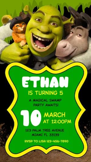 Fun Shrek Birthday Invitation | Editable Swamp Party Template