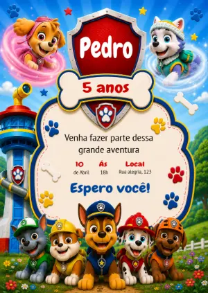 Invito di compleanno Paw Patrol – Statico – KC Design