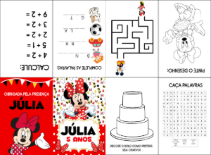 Livrinho de Atividades Minnie Mouse para Aniversário para Editar
