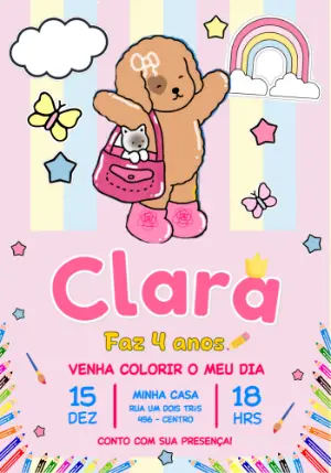 Convite Digital Tema Colorir com Bobbie Goods Editável