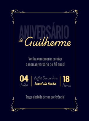 Convite de Aniversário Elegante e Minimalista para Editar