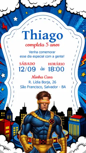 Convite de Aniversário X-Men com Ciclope para Editar