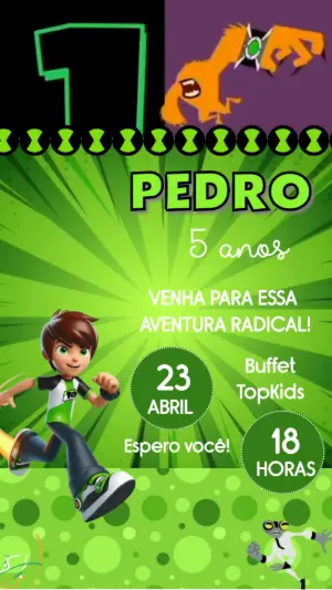 Convite Animado de Aniversário Ben 10 para Editar Online