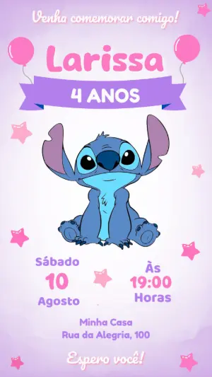 Stitch Birthday Invitation – Static – Lily Arts Design