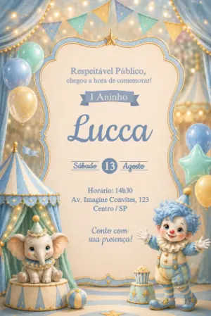 Invitation d'anniversaire Cirque – Statique – Érika Souza Studio