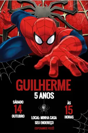 Convite de Aniversário Homem Aranha Editável