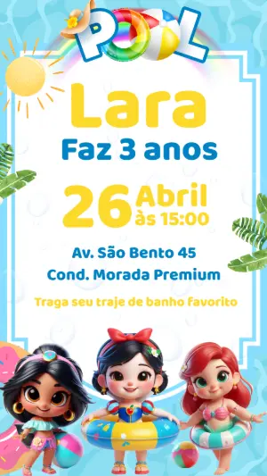 Invitación de cumpleaños Princesas – Estático – CollorGraph Convites