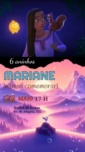 Convite Animado Aniversário Wish para Editar Online
