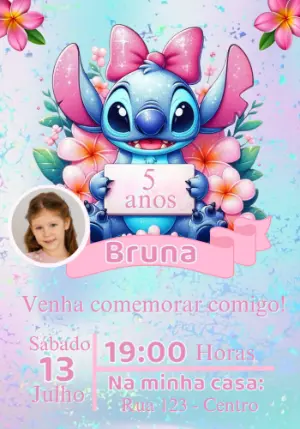 Invitación de cumpleaños Stitch – Estático – Convites e Artes Digitais