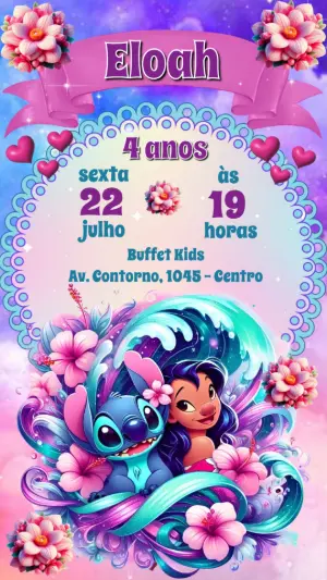 Invitación de cumpleaños Stitch – Estático – Heliene Designer