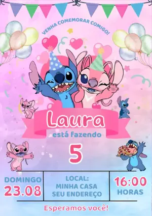 Invitación de cumpleaños Stitch – Estático – Mariana Correa