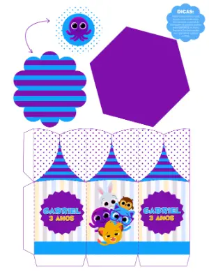 Centro de Mesa Bolofofos Editável para Festa Infantil
