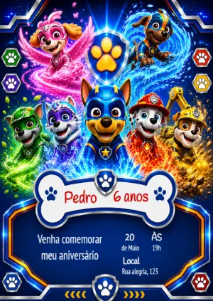 Invito di compleanno Paw Patrol – Statico – KC Design