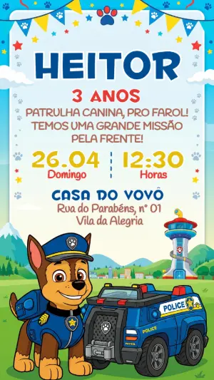 Invito di compleanno Paw Patrol – Statico – Festôu Convites