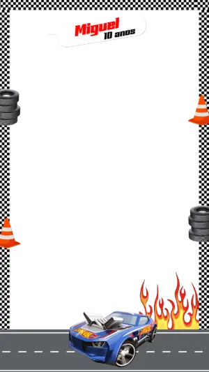 Moldura para Stories de Aniversário Hot Wheels para Editar