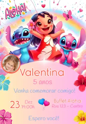 Invitación de cumpleaños Stitch – Estático – Convites e Artes Digitais