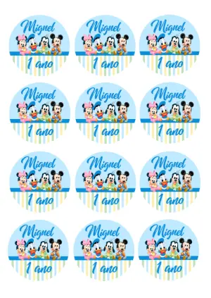 Adesivo Aniversário Turma do Mickey Baby para Editar Online