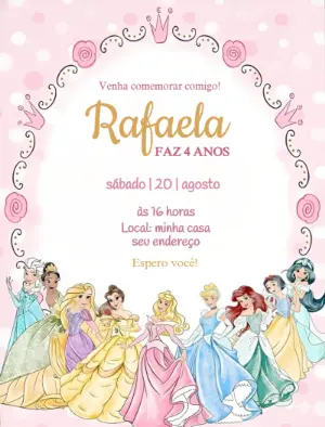 Invitación de cumpleaños Princesas – Estático – Ana Clara