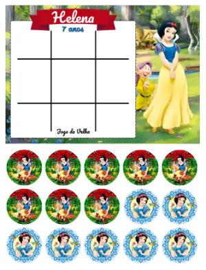 Lembrancinha Jogo da Velha Branca de Neve para Editar
