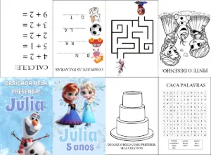 Mini Livro de Atividades Frozen para Editar e Imprimir
