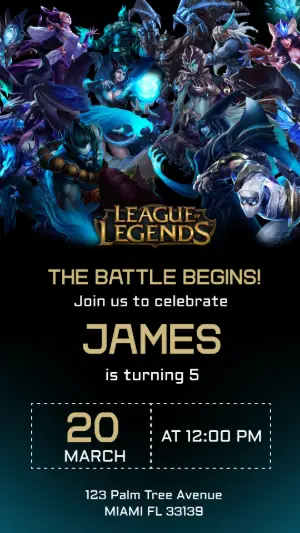 League of Legends Birthday Invitation | Editable Gamer Template