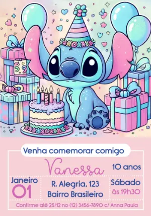 Invitación de cumpleaños Stitch – Estático – Julia B