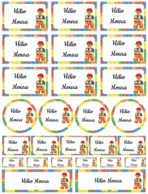 Etiquetas Escolares Blocos de Montar para Editar e Imprimir