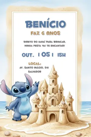 Invitación de cumpleaños Stitch – Estático – CollorGraph Convites