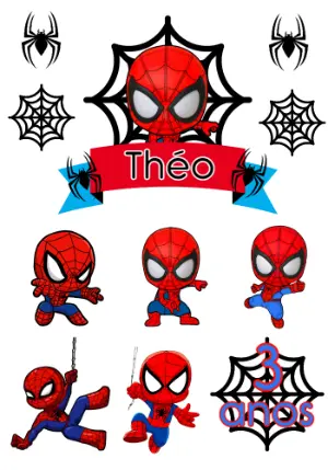 Kit Topper de Bolo Homem Aranha Baby para Editar e Imprimir