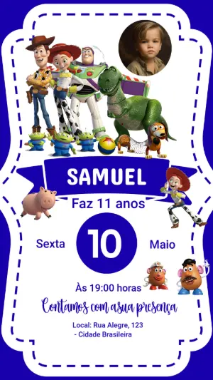 Convite de Aniversário Toy Story com Foto para Editar Online
