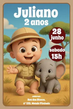 Invito di compleanno Safari – Statico – Convites Digitais Exclusivos