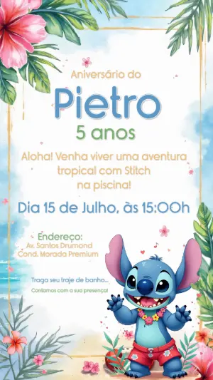 Invitación de cumpleaños Stitch – Estático – CollorGraph Convites