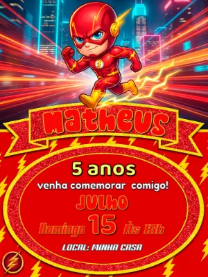 Convite de Aniversário Flash Chibi para Editar Online
