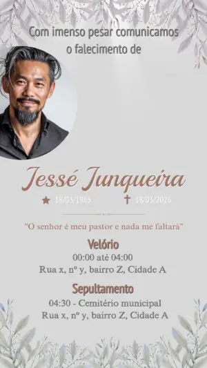 Comunicado de Falecimento Digital: Modelo Floral para Editar