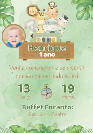 Safari Birthday Invitation – Static – Convites e Artes Digitais