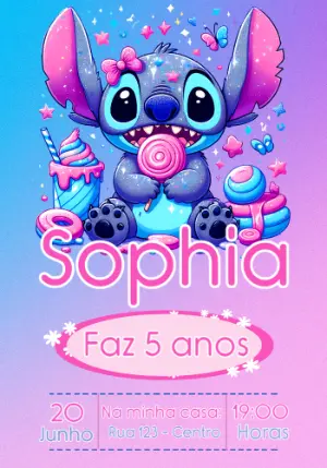 Invitación de cumpleaños Stitch – Estático – Convites e Artes Digitais