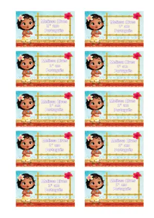 Etiqueta Escolar Moana Baby Personalizável para Editar