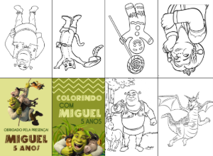 Mini Livro de Colorir Shrek para Aniversário para Editar