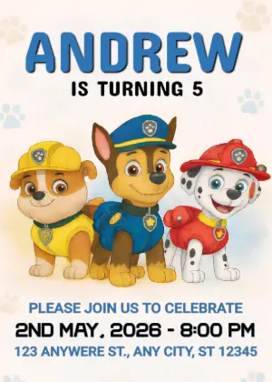 Invito di compleanno Paw Patrol – Statico – Borboleta Convites