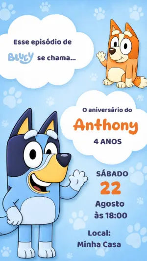 Invito di compleanno Bluey – Statico – Taluta