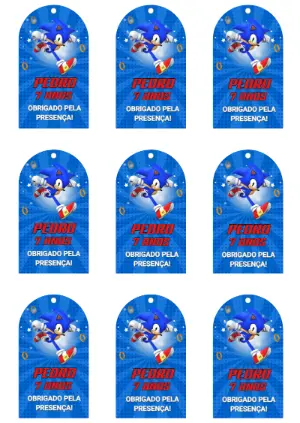 Tag de Agradecimento Aniversário Sonic para Editar Online