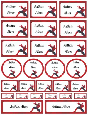 Kit de Etiquetas Escolares Homem-Aranha para Editar e Imprimir
