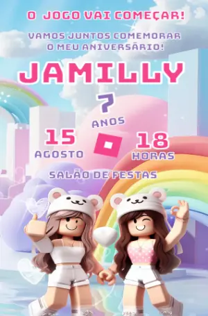 Convite de Aniversário Roblox Menina para Editar Online