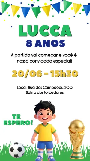 Soccer Birthday Invitation – Static – Gley Leobas