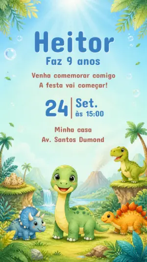 Invitación de cumpleaños Dinosaurio – Estático – CollorGraph Convites