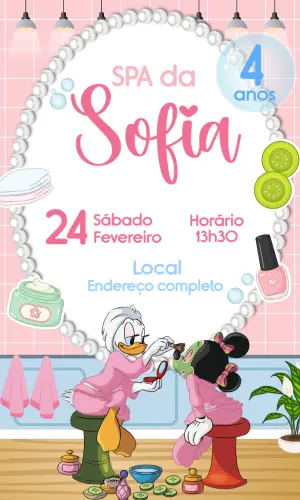 Convite de Aniversário SPA da Minnie Editável