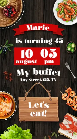 Rustic Food Buffet Birthday Invitation Template