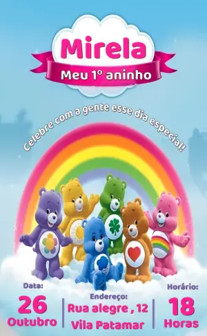 Convite Aniversário Ursinhos Carinhosos para Editar Online