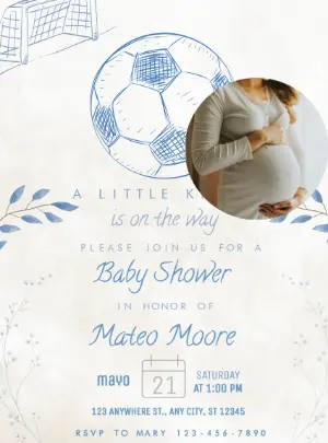 Soccer Theme Baby Shower Invitation Editable Template